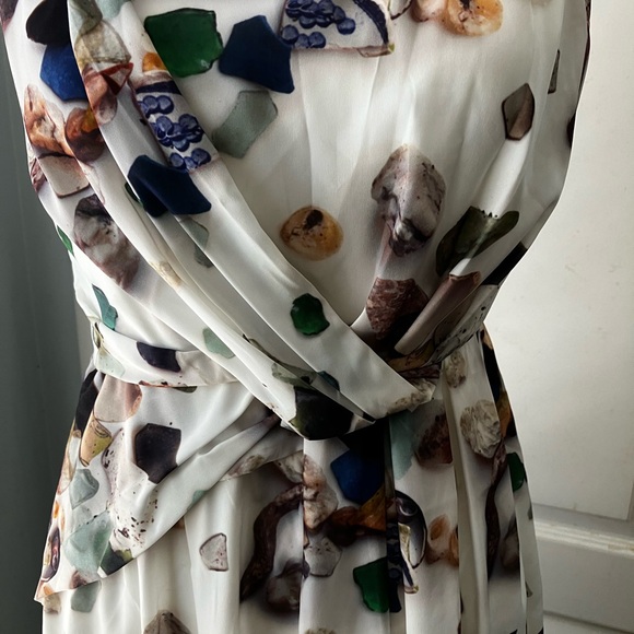 Elegant Costal vibe Multicolor Sleeveless very elegant waistband. Vintage dress - Picture 6 of 14